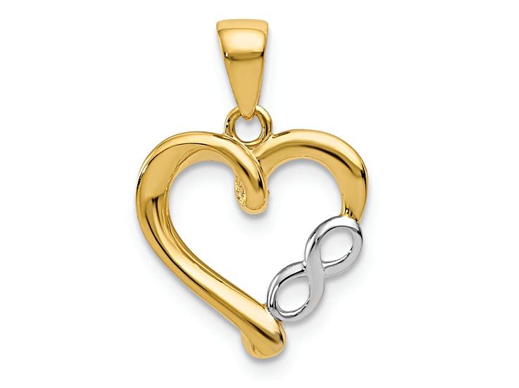 14k Two-tone Gold Infinity Heart Pendant