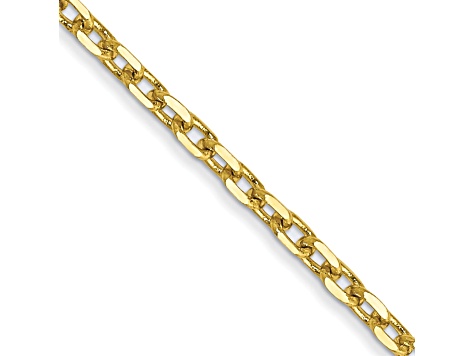 10k Yellow Gold 1.8mm Solid Diamond-Cut Round Open Link Cable 16 Inch Chain