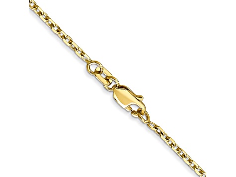 10k Yellow Gold 1.8mm Solid Diamond-Cut Round Open Link Cable 16 Inch Chain