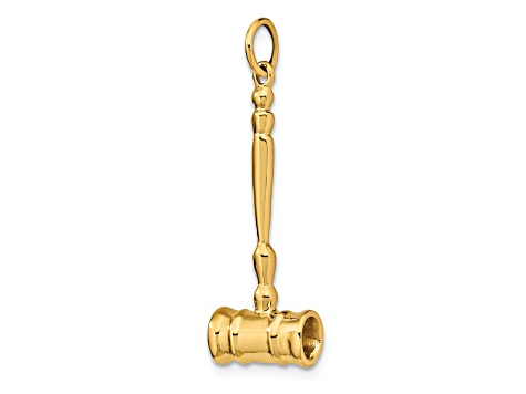 14k Yellow Gold Gavel Charm Pendant