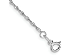 Rhodium Over 14k White Gold 1.1mm Singapore Link Bracelet