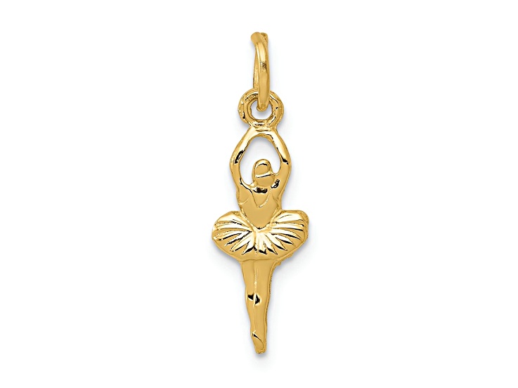 14k Yellow Gold Polished and Textured Ballerina Charm
