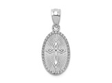 Rhodium Over 14K White Gold Polished Small Cross Medal Pendant