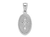 Rhodium Over 14K White Gold Polished Small Cross Medal Pendant