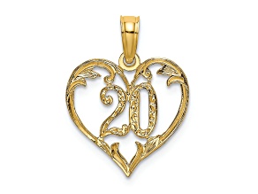 14k Yellow Gold Textured 20 In Heart Charm