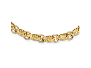14K Yellow Gold Polished Oval Fancy Link Necklace