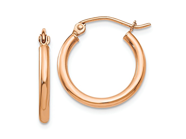 10k Rose Gold 11/16" Polished Tube Hoop Earrings