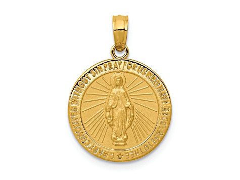 14K Yellow Gold Miraculous Medal Pendant