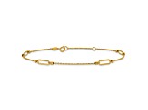 14K Yellow Gold Polished and Diamond-cut Fancy 9-inch Plus 1-inch Extension Anklet