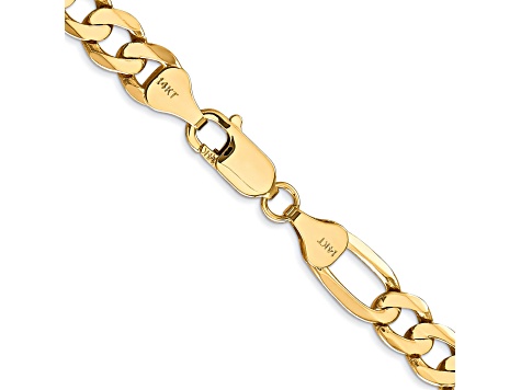 14K Yellow Gold 7mm Flat Figaro Chain Bracelet