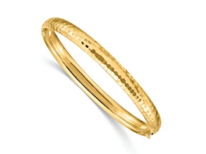 14k Yellow Gold 5mm Children's Polished Hammered Hinged Bangle