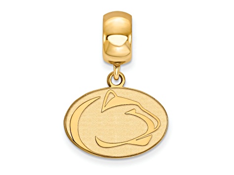 14K Yellow Gold Over Sterling Silver LogoArt Penn State University Small Dangle Bead