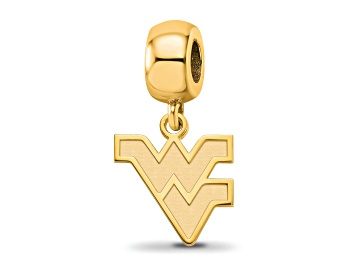 Picture of 14K Yellow Gold Over Sterling Silver LogoArt West Virginia University Small Dangle Bead