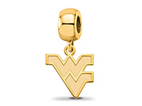 14K Yellow Gold Over Sterling Silver LogoArt West Virginia University Small Dangle Bead