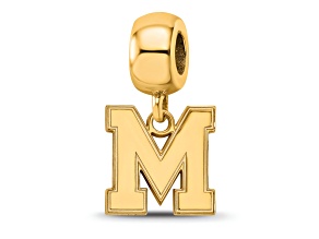14K Yellow Gold Over Sterling Silver LogoArt University of Memphis Small Bead