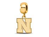 14K Yellow Gold Over Sterling Silver LogoArt University of Nebraska Small Dangle Bead