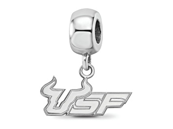 Picture of Sterling Silver Rhodium-plated LogoArt University of South Florida Small Dangle Bead