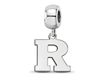 Picture of Sterling Silver Rhodium-plated LogoArt Rutgers University Small Dangle Bead