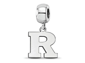 Sterling Silver Rhodium-plated LogoArt Rutgers University Small Dangle Bead