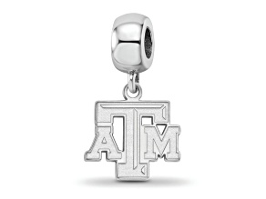 Sterling Silver Rhodium-plated LogoArt Texas A and M University Small Dangle Bead