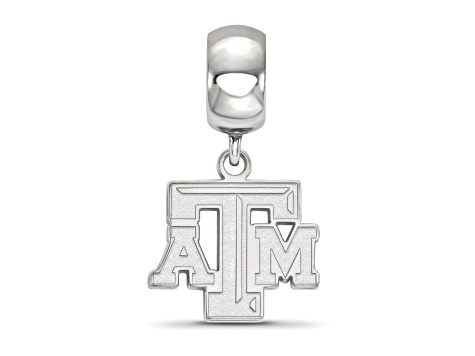 Sterling Silver Rhodium-plated LogoArt Texas A and M University Small Dangle Bead