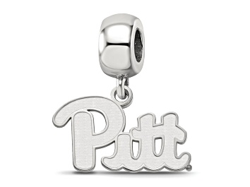 Picture of Sterling Silver Rhodium-plated LogoArt University of Pittsburgh Small Dangle Bead