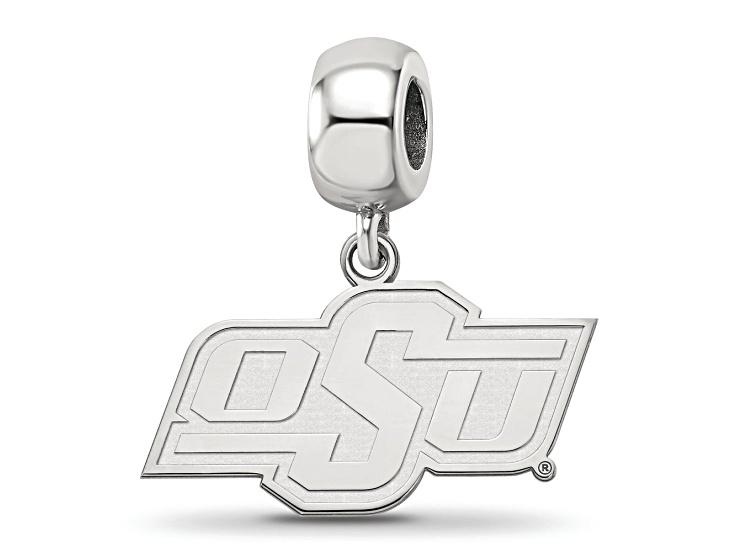 Sterling Silver Rhodium-plated LogoArt Oklahoma State University Small Dangle Bead