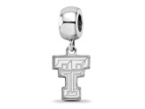 Sterling Silver Rhodium-plated LogoArt Texas Tech University Small Dangle Bead