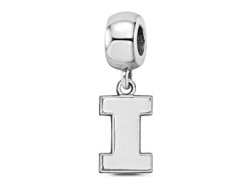 Picture of Sterling Silver Rhodium-plated LogoArt University of Illinois Small Dangle Bead