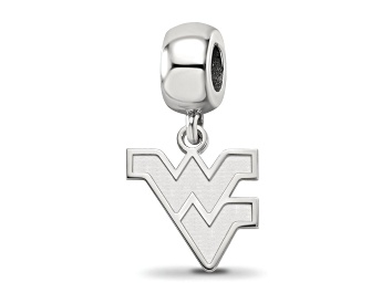 Picture of Sterling Silver Rhodium-plated LogoArt West Virginia University Small Dangle Bead