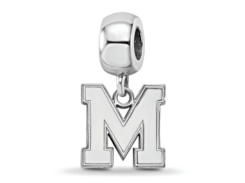 Picture of Sterling Silver Rhodium-plated LogoArt University of Memphis Small Bead