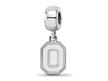 Picture of Sterling Silver Rhodium-plated LogoArt Ohio State University Small Dangle Bead