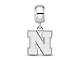 Sterling Silver Rhodium-plated LogoArt University of Nebraska Small Dangle Bead