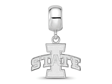 Sterling Silver Rhodium-plated LogoArt Iowa State University Small Dangle Bead