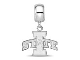Sterling Silver Rhodium-plated LogoArt Iowa State University Small Dangle Bead