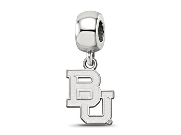 Picture of Sterling Silver Rhodium-plated LogoArt Baylor University Small Dangle Bead
