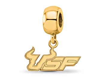 Picture of 14K Yellow Gold Over Sterling Silver LogoArt University of South Florida Small Dangle Bead
