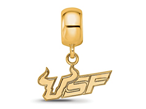 14K Yellow Gold Over Sterling Silver LogoArt University of South Florida Small Dangle Bead