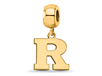 Picture of 14K Yellow Gold Over Sterling Silver LogoArt Rutgers University Small Dangle Bead