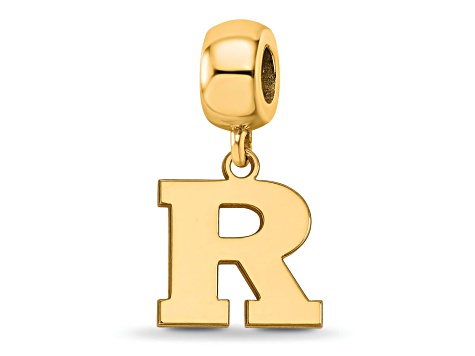 14K Yellow Gold Over Sterling Silver LogoArt Rutgers University Small Dangle Bead