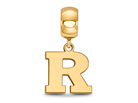 14K Yellow Gold Over Sterling Silver LogoArt Rutgers University Small Dangle Bead