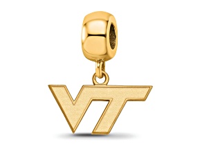14K Yellow Gold Over Sterling Silver LogoArt Virginia Tech Extra Small Dangle Bead