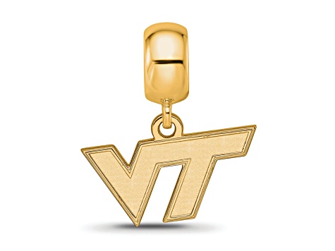 14K Yellow Gold Over Sterling Silver LogoArt Virginia Tech Extra Small Dangle Bead