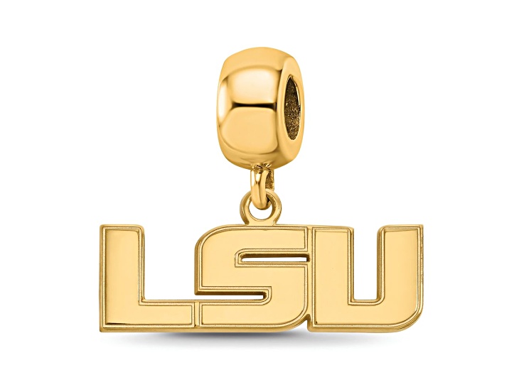 14K Yellow Gold Over Sterling Silver LogoArt Louisiana State University Small Dangle Bead