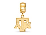 14K Yellow Gold Over Sterling Silver LogoArt Texas A and M University Small Dangle Bead