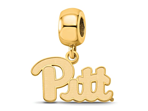 14K Yellow Gold Over Sterling Silver LogoArt University of Pittsburgh Small Dangle Bead