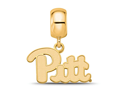 14K Yellow Gold Over Sterling Silver LogoArt University of Pittsburgh Small Dangle Bead