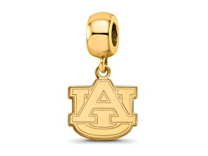 14K Yellow Gold Over Sterling Silver LogoArt Auburn University Small Dangle Bead