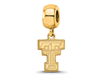 Picture of 14K Yellow Gold Over Sterling Silver LogoArt Texas Tech University Small Dangle Bead