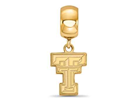 14K Yellow Gold Over Sterling Silver LogoArt Texas Tech University Small Dangle Bead